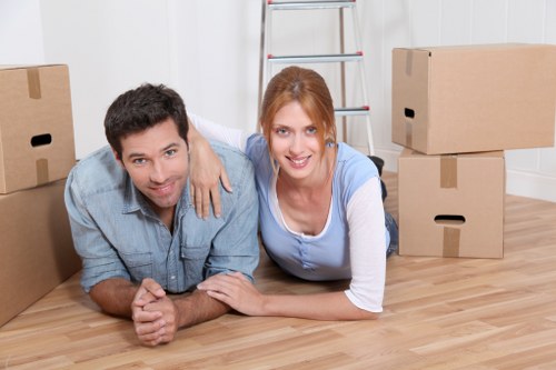 Packed household items arranged safely inside a storage unit